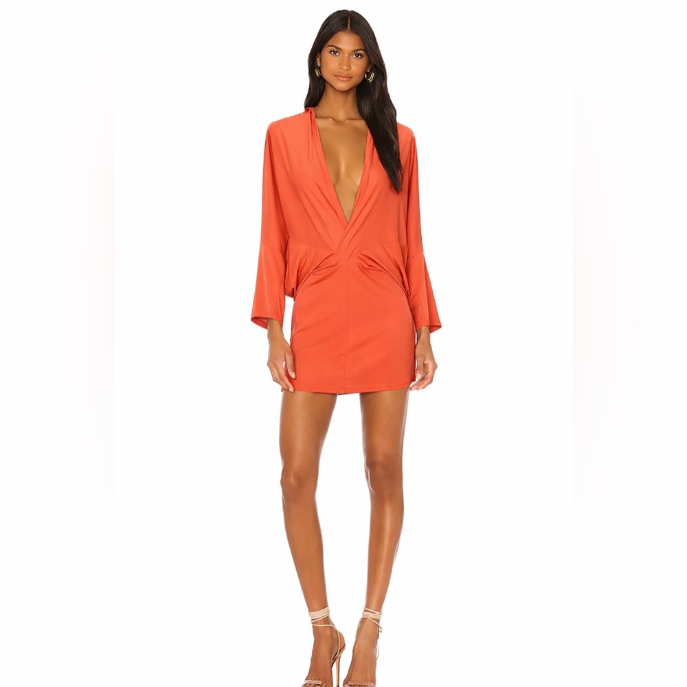 Jared’s Fashion Deep V Mini Dress Orange  Medium  Like New